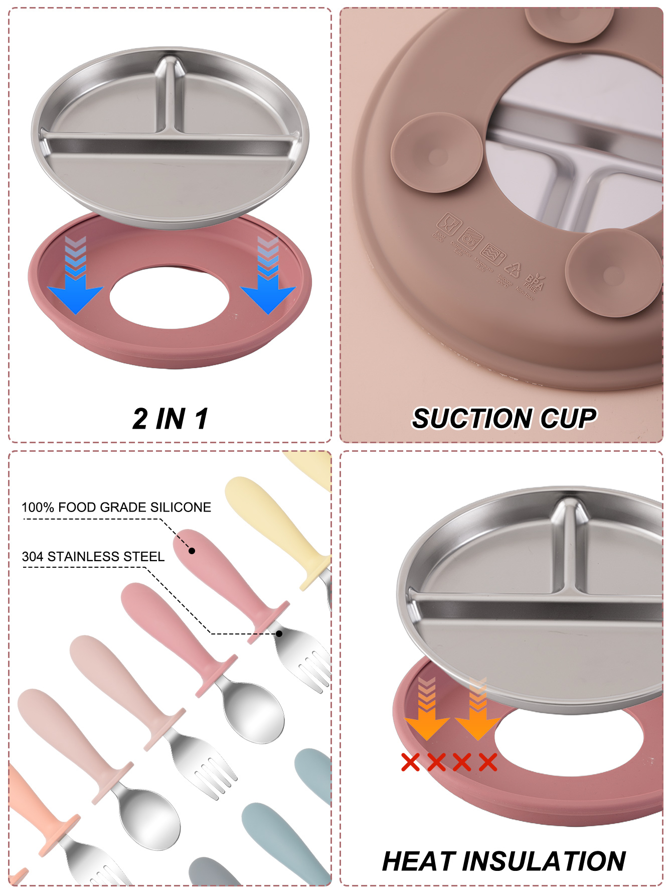 Plato de platos de acero inoxi - Baby Food Menu reseña y precio